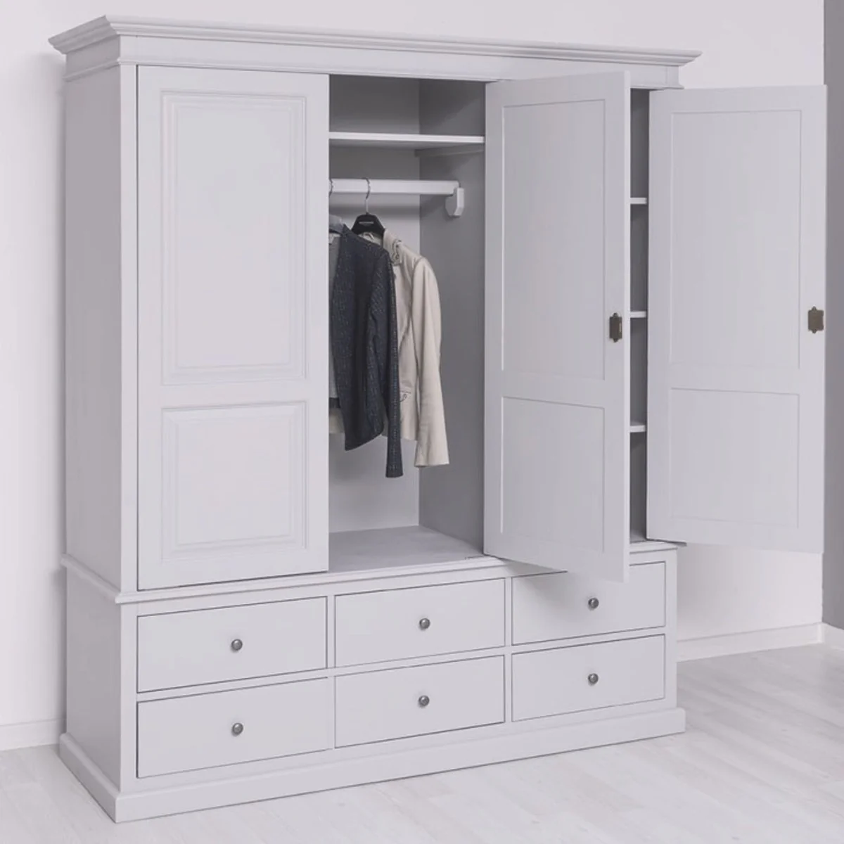 Country house style bedroom cupboard light gray 174 cm - bedroom furniture