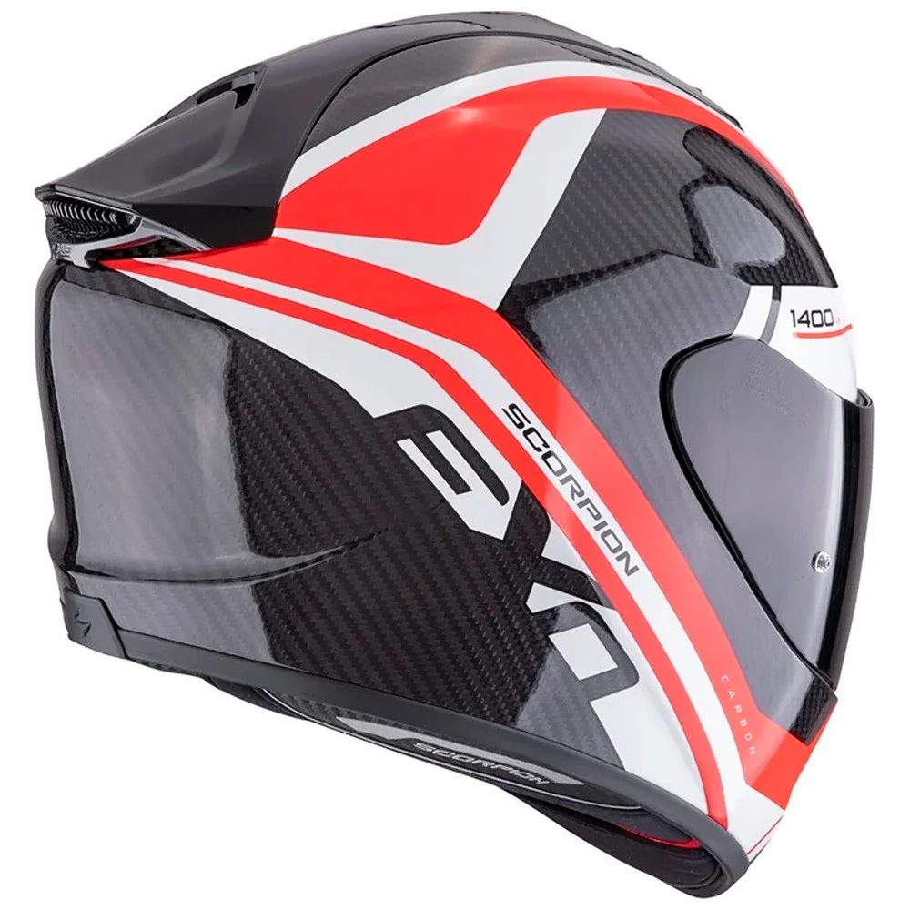 CASCO SCORPION EXO 1400 EVO II CARBON ENKO BLANCO / ROJO / NEGRO