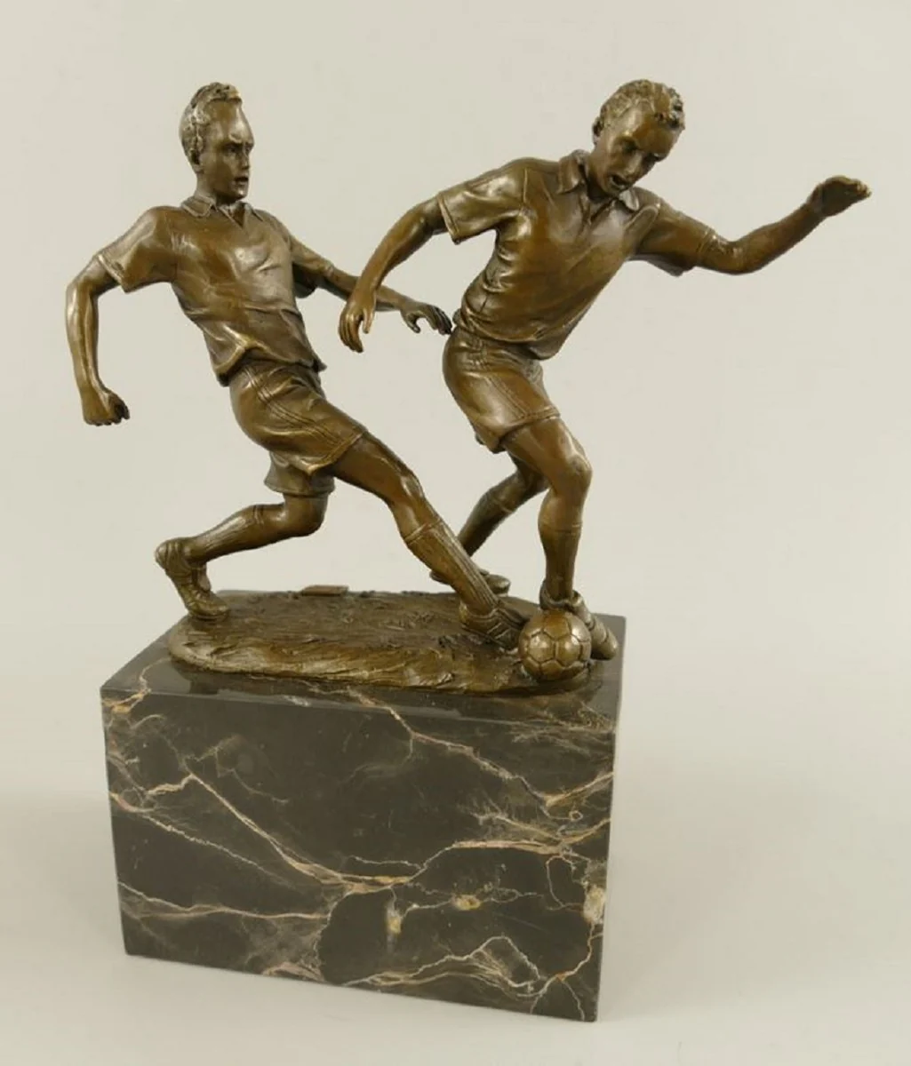 Bronze Skulptur 2 Fußballspieler Bronze / Grau H. 23 cm - Schreibtisch Deko