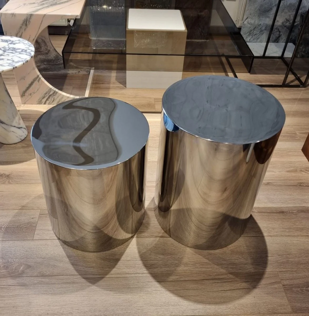 Luxury Metal Side Table Set Silver - Luxury Living Room Furniture