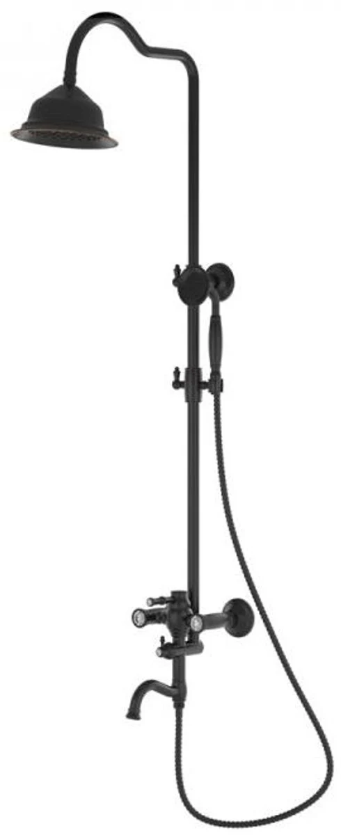 Luxury Art Nouveau bathtub mixer with overhead shower and hand shower antique black H. 147 cm - Retro bathroom shower set - shower fittings set