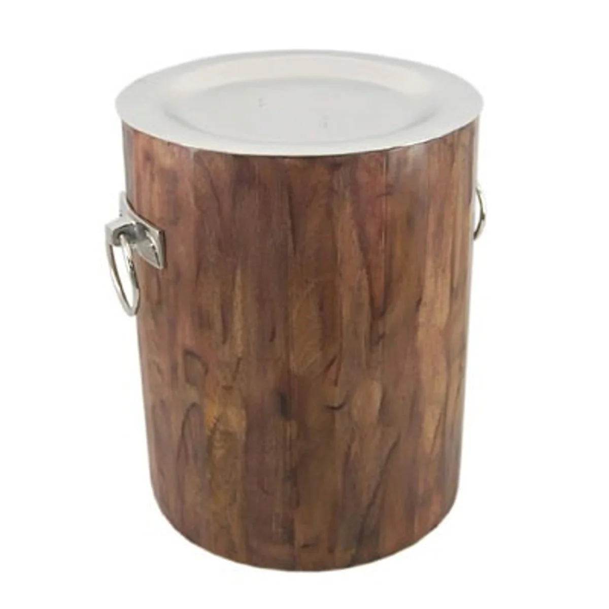 Vintage side table wood / aluminum 38 x H46 cm - Art Nouveau table Art Deco