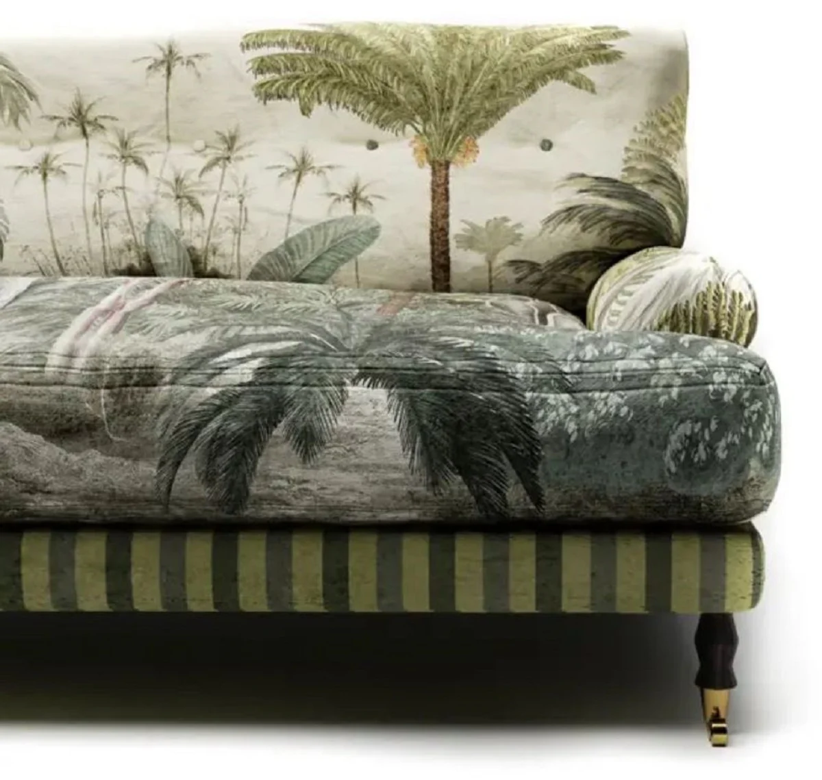 Luxury velvet sofa green / multicolored / black / brass 200 x 100 x H. 87 cm - living room sofa - hotel sofa - living room furniture - hotel furniture - luxury furniture - living room furnishings