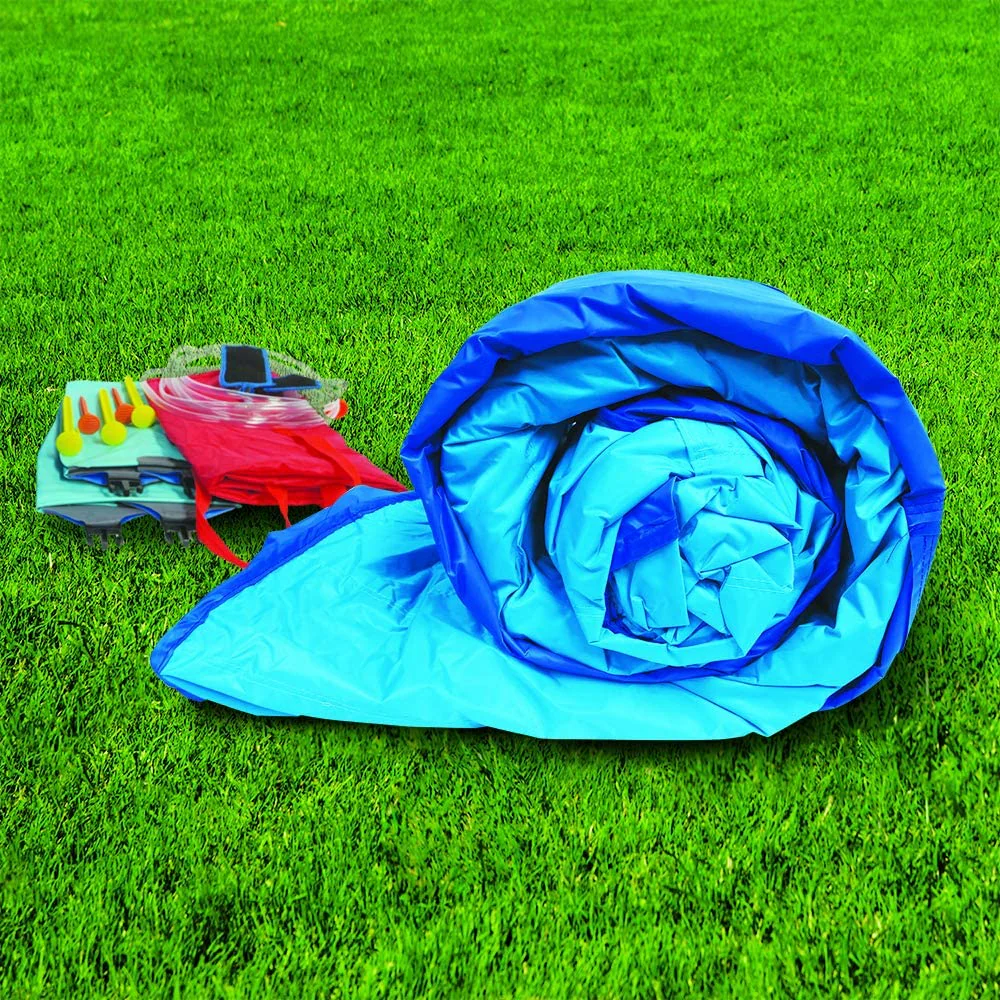 Aufblasbare Riesenwasserrutsche – Riesiges Kinderbecken (14 Fuß lang und 8 Fuß hoch) mit eingebauter Sprinklerwelle und Basketballkorb – Robuster Outdoor-Surf-N-Splash-Abenteuerpark – Gebläse im Lieferumfang enthalten