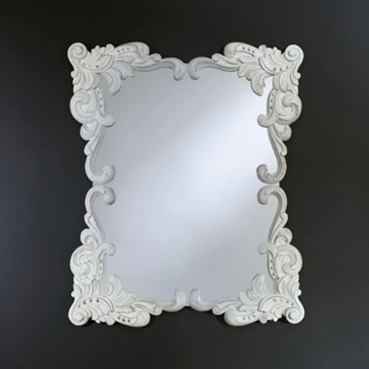 Baroque wall mirror antique style white 92 x 110 cm - Baroque mirror antique white