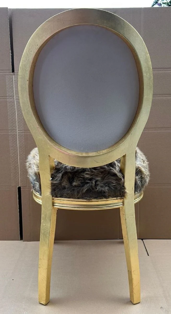 Luxury Baroque Dining Chair Marilyn Monroe Brown / Multicolor / Gold - Handmade Pop Art Designer Chair with Faux Fur - Baroque Dining Room Furniture