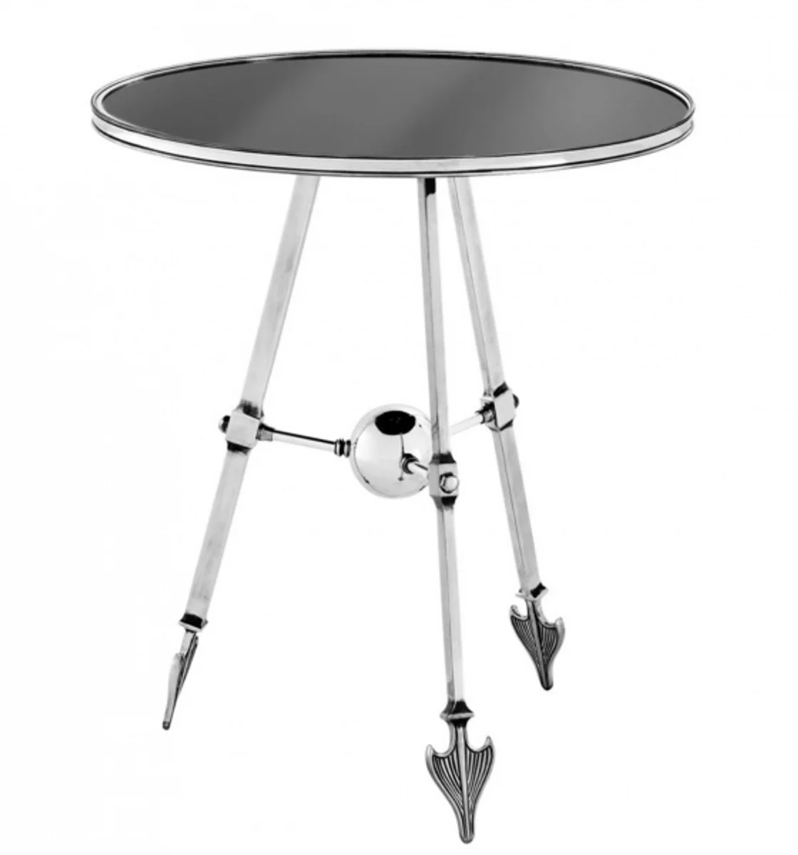 Luxury Art Deco designer side table antique silver with black glass - luxury table