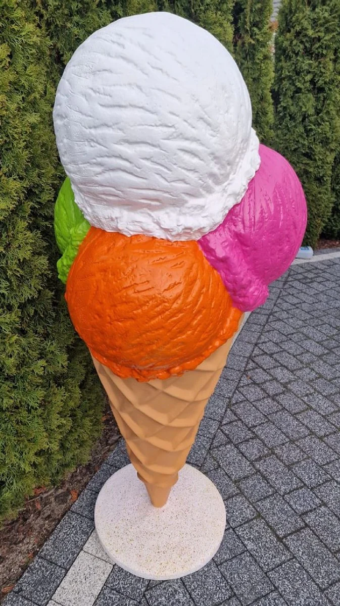 Luxus Deko Eis im Hörnchen Mehrfarbig H. 185 cm - Großes Deko Eis - Wetterbeständiges XXL Deko Eis - Restaurant Dekoration - Gastronomie Dekoration - Eisdielen Dekoration