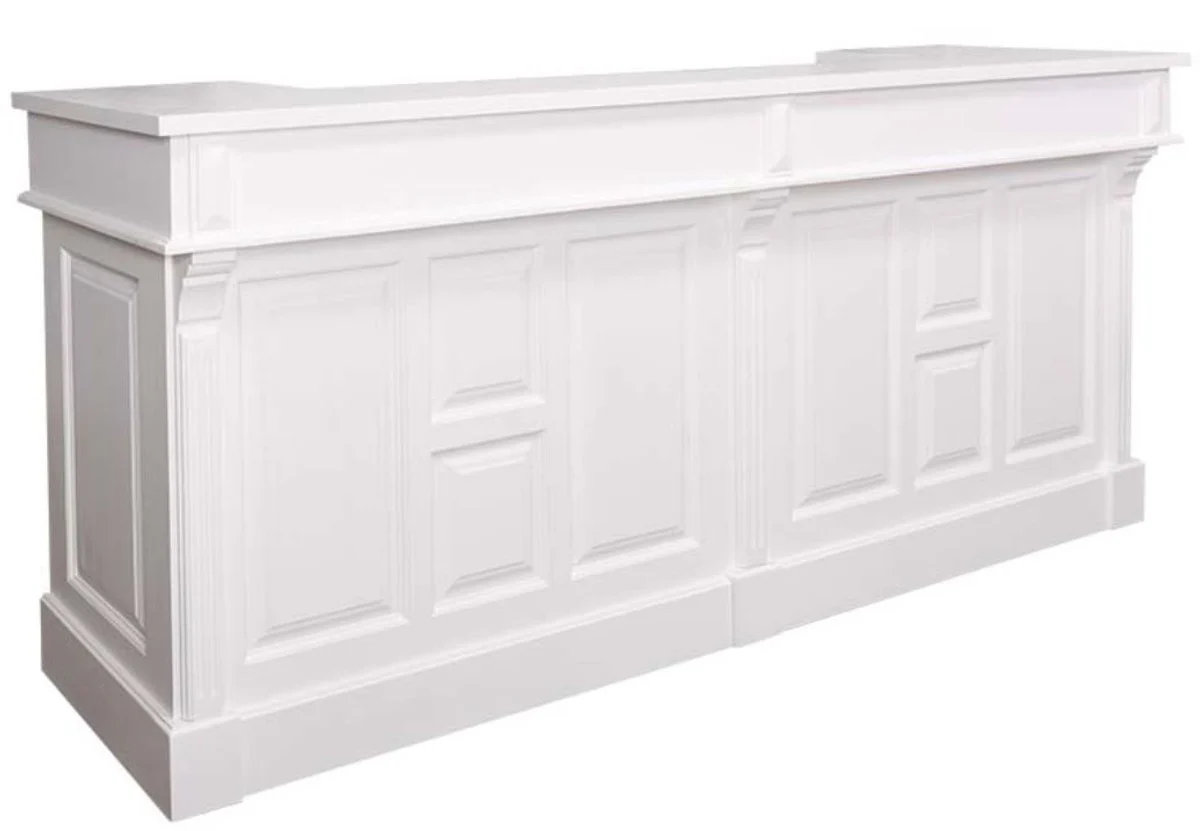 Country house style counter white 240 x 65 x H. 107 cm - solid wood shop counter with 2 drawers - country house style furniture