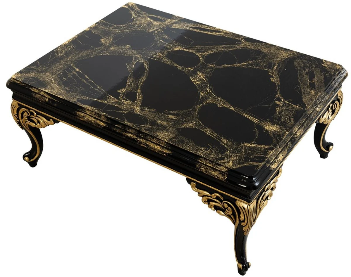 Luxury baroque coffee table black / gold 110 x 84 x H. 48 cm - magnificent living room table - living room furniture in the baroque style