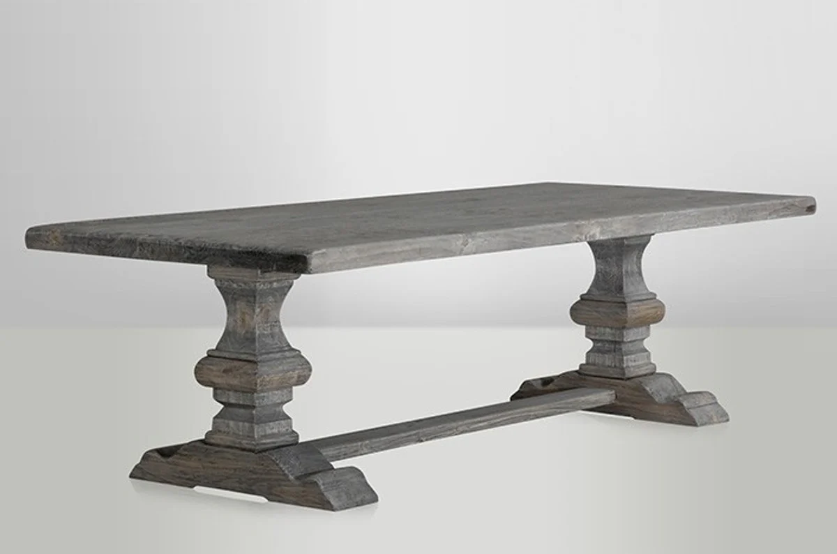 Country house dining table oak rustic gray - baroque style table solid oak wood