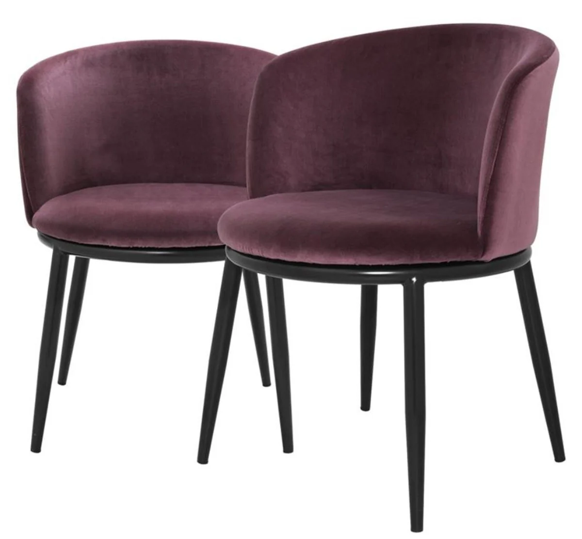 Luxury dining room chair set purple / black 57 x 57 x H. 74 cm - Dining room furniture
