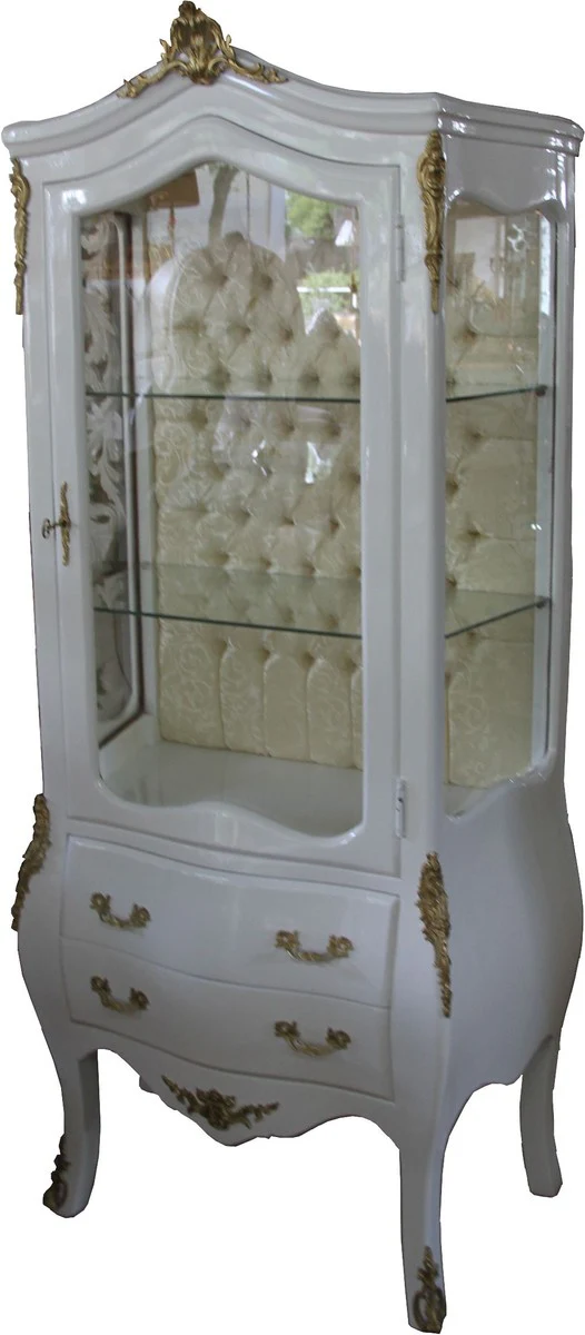 Baroque display cabinet white / gold - display cabinet - living room cabinet glass display cabinet