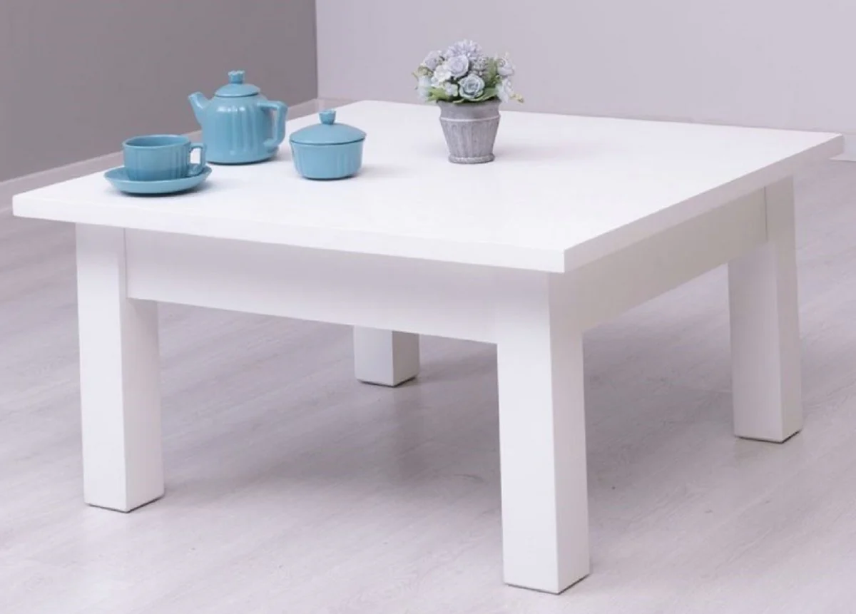 Country house style coffee table white 90 x 90 x H. 45 cm - solid wood living room table - living room furniture in country house style