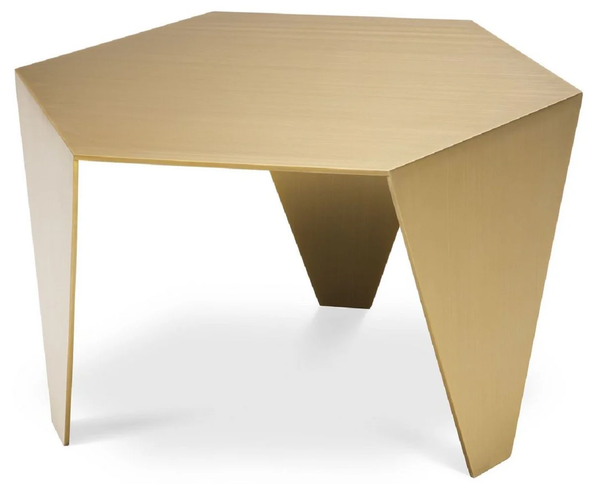 Luxury side table brass colored 57.5 x 50 x H. 34.5 cm - 6 square stainless steel table - luxury living room furniture - luxury quality