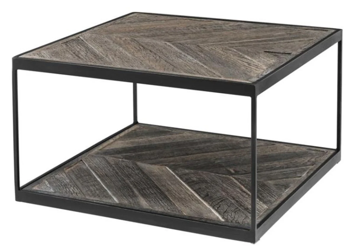Designer side table made of galvanized steel and weathered oak - luxury collection
