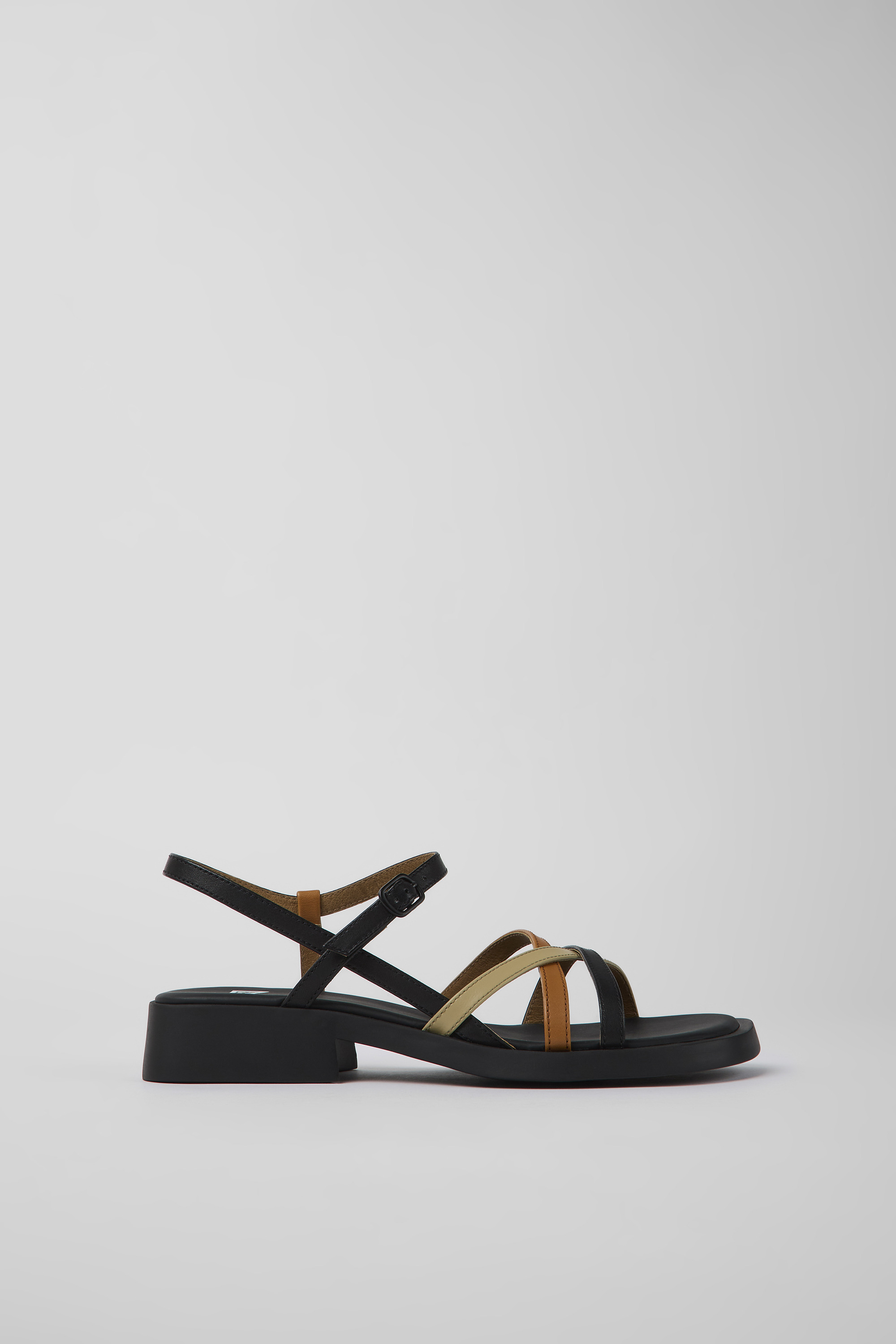 Twins - Schwarze und braune Leder Sandalen für Damen