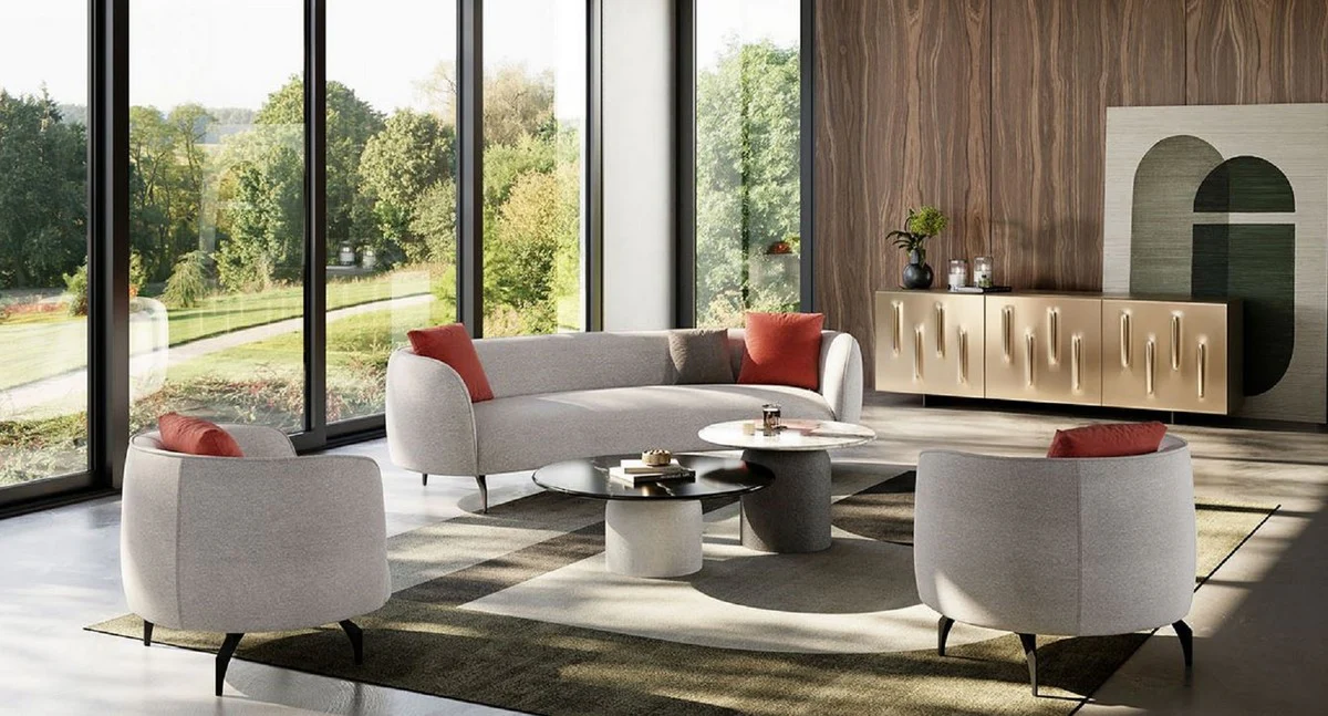 Luxury sofa gray / black 240 x 102 x H. 70 cm - Curved living room sofa - Hotel sofa - Living room furniture - Hotel furniture - Luxury furniture - Luxury furnishings - Living room furnishings