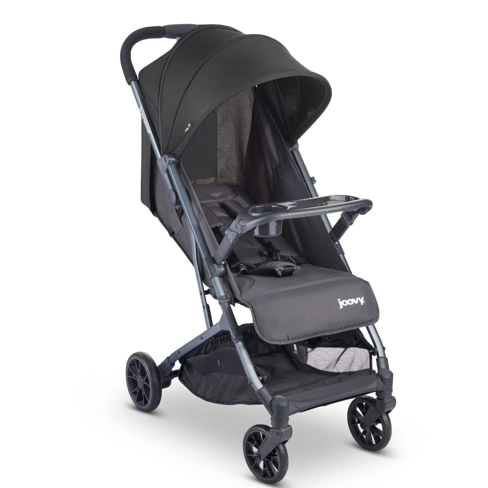 Joovy Kooper Leichter Baby-Roller mit abnehmbarer, schwenkoffener Tray, Big Wheels, Liegesitz mit Fußstütze, extra-Large Retractable Canopy und Compact Fold (Geschmiedetes Bügeleisen)