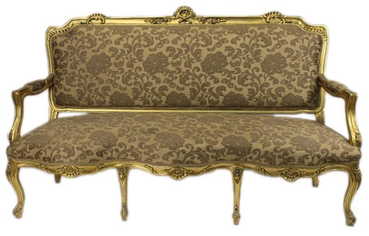 Baroque living room set Strassbourg gold pattern / antique style gold - sofa + 2 armchairs