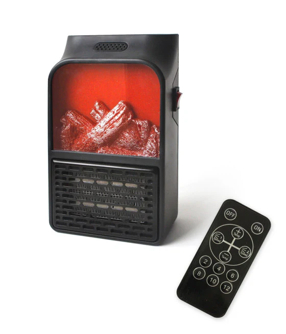 MINI TRAGBARER ELEKTRISCHER HEIZLÜFTER MIT FERNSTEUERUNG KAMINFEUER
