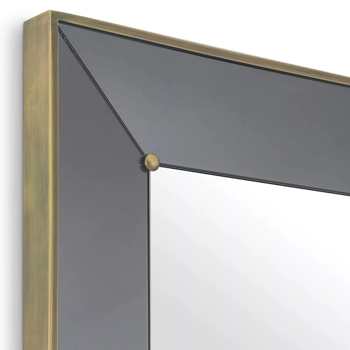 Luxury wall mirror gray / antique brass 100 x H. 217 cm - Rectangular wardrobe mirror with glass shelf - Bathroom mirror - Wardrobe furniture - Bathroom furniture - Luxury furniture