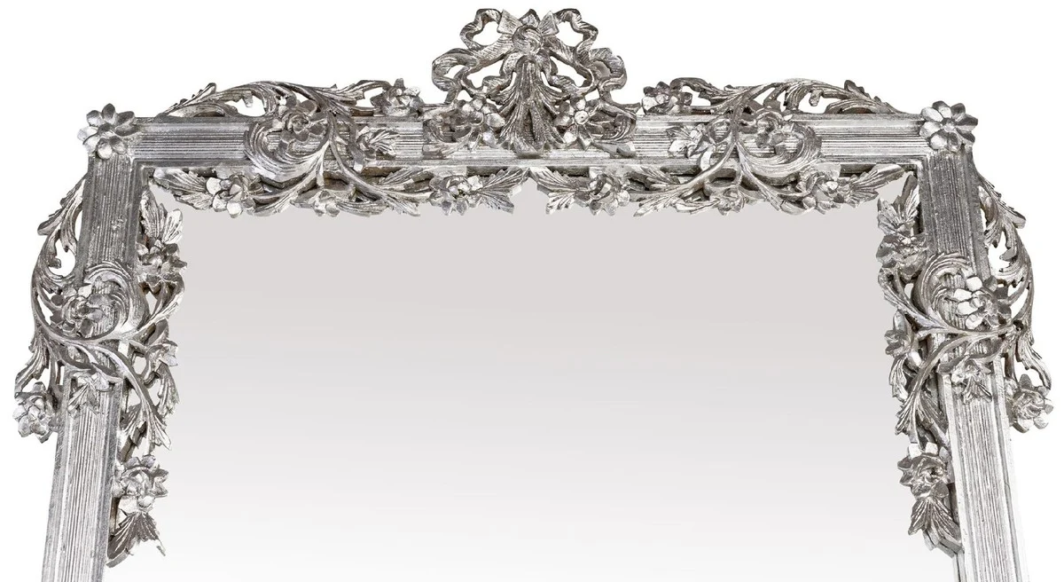 Baroque mirror silver 112 x 6 x H. 224 cm - Magnificent wall mirror with elegant decorations - Baroque wardrobe mirror - Baroque style wall mirror - Baroque furniture - Noble & magnificent