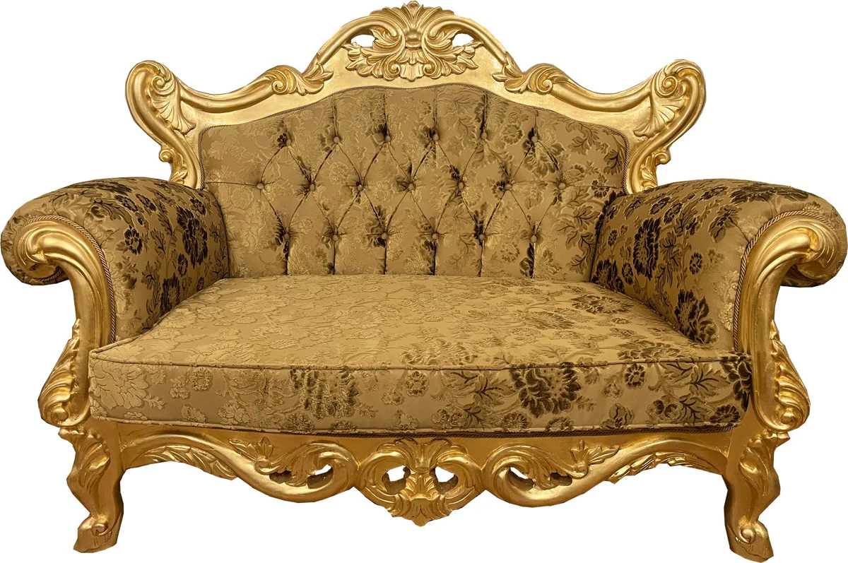 Pompöös by Luxus Barock 2er Sofa Gold Bouquet Muster / Gold - Pompööses Barock Sofa designed by Harald Glööckler