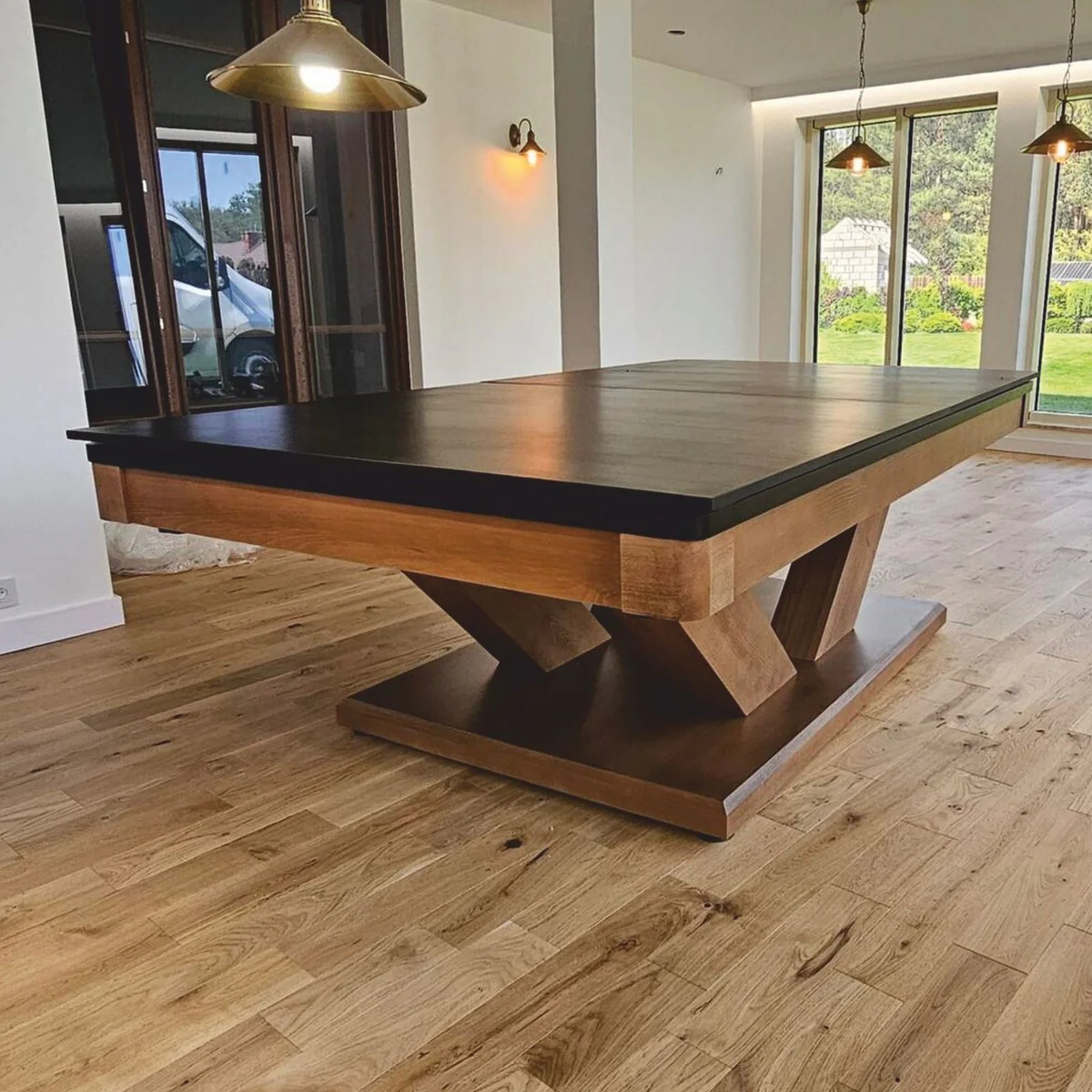 Luxury Pool Billiard Table/Dining Table 8ft Brown/Black/Green