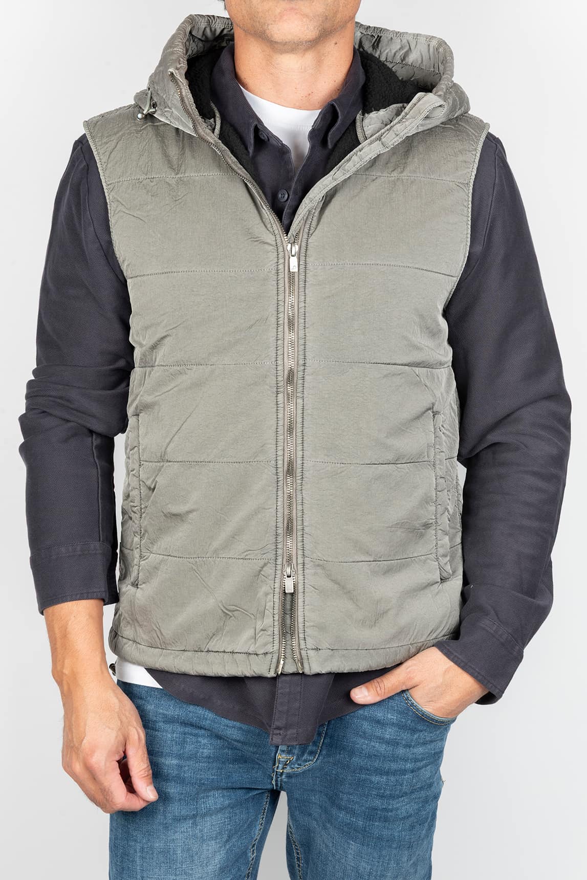 Rivera-Spain Keeling gepolsterte Weste mit grüner Kapuze