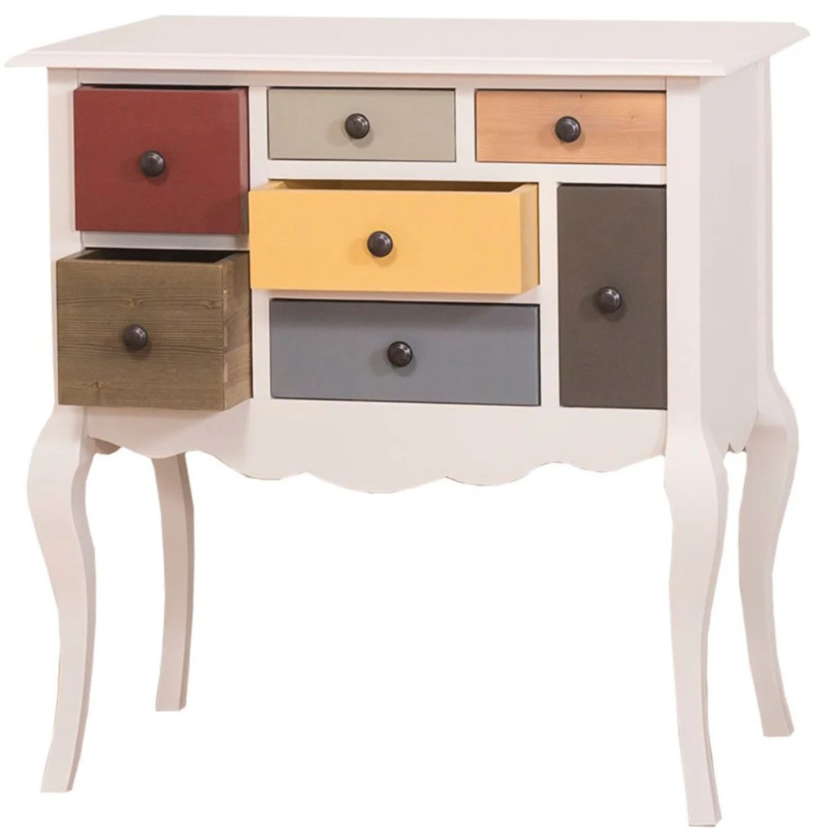 Country house style chest of drawers cream / multicolored 80 x 48 x H. 82 cm - country house style chest of drawers with 7 drawers