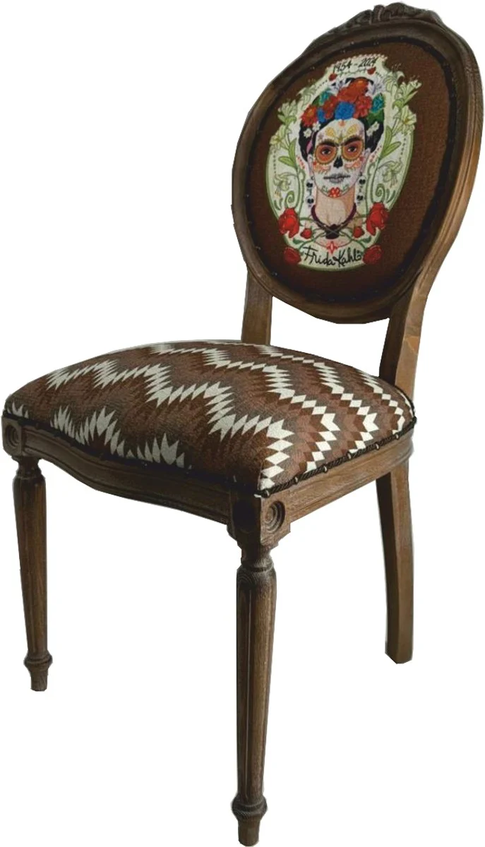 Frida Kahlo by Luxury Baroque Dining Room Chair Brown / Colorful
