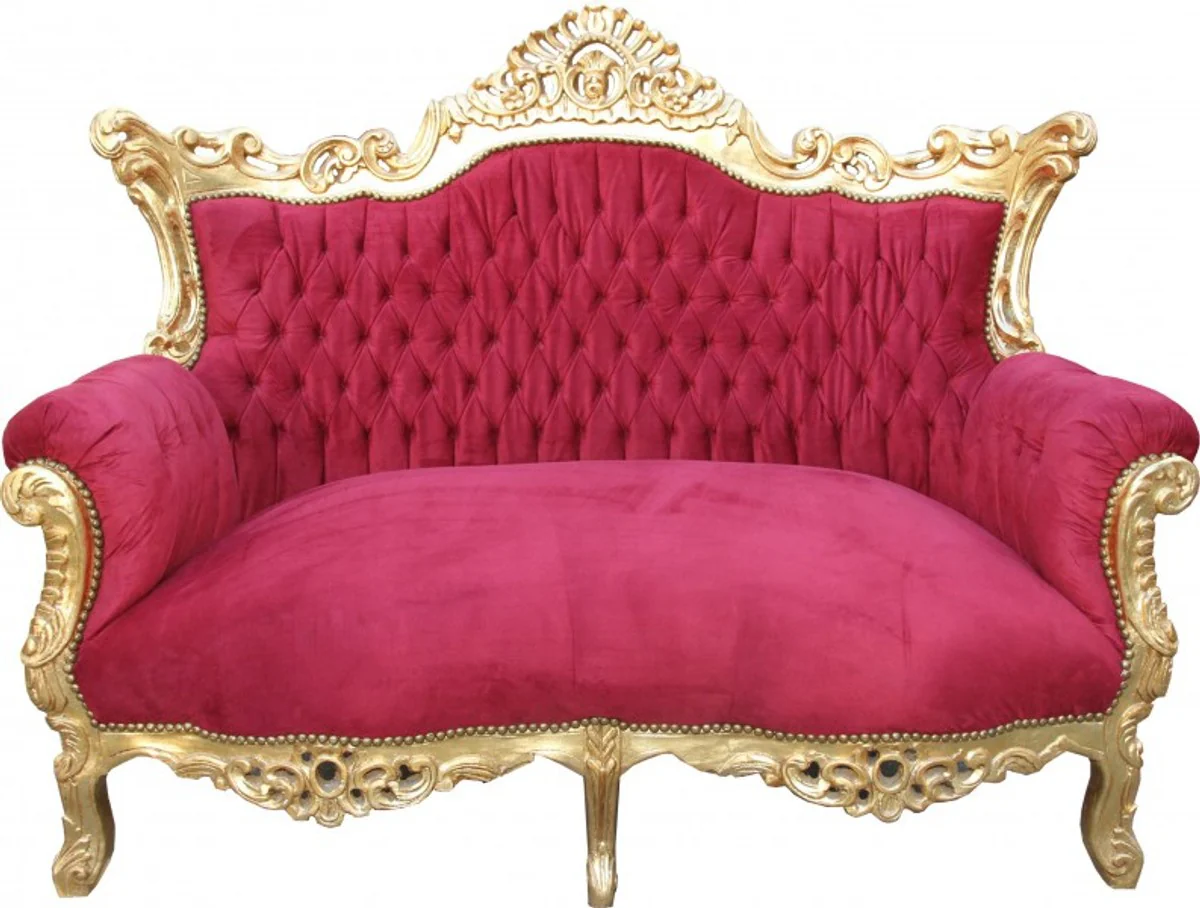 Baroque living room set Master Bordoaux red/gold - 3-seater sofa + 2-seater sofa + 1 armchair - Furniture Interior