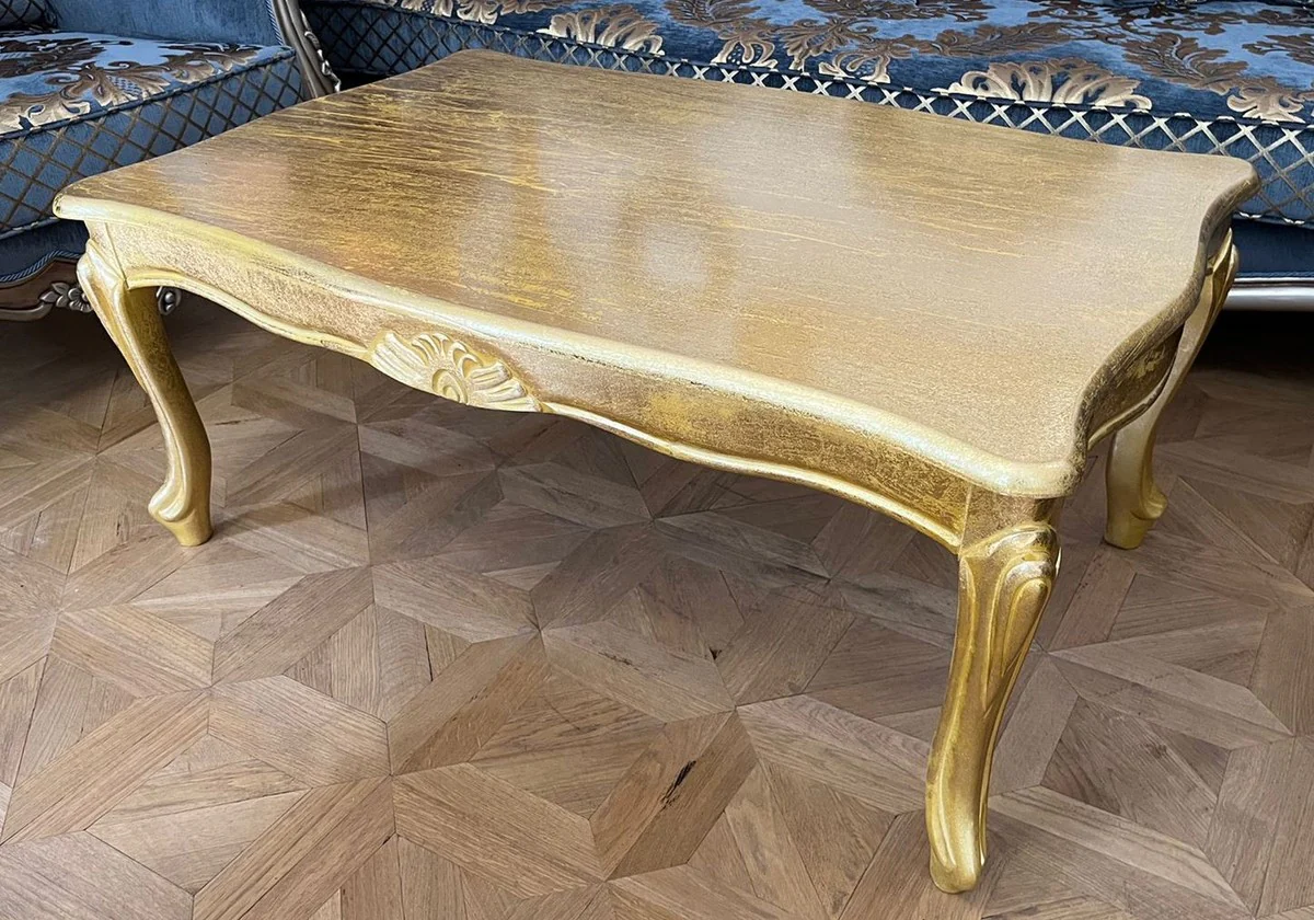 Luxury Baroque Coffee Table Antique Gold - Solid Wood Living Room Table in Baroque Style - Baroque Furniture - Luxury Furniture in Baroque Style - Baroque Furnishings - Noble & Magnificent