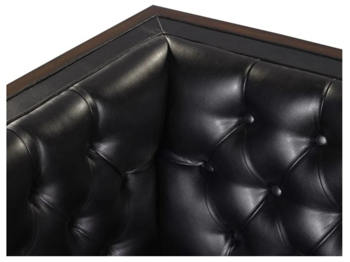 Chesterfield genuine leather 2-seater sofa black / brown 143 x 78 x H. 71 cm - Hotel Furniture