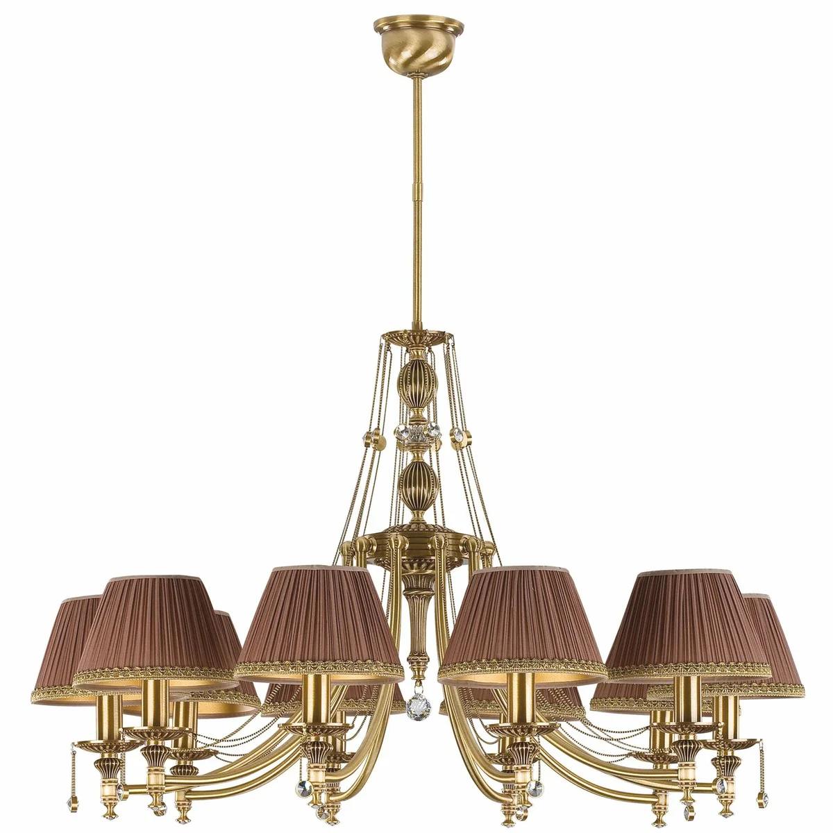 Luxury baroque crystal chandelier brass with patina / dark brown / gold Ø 86 x H. 70 cm
