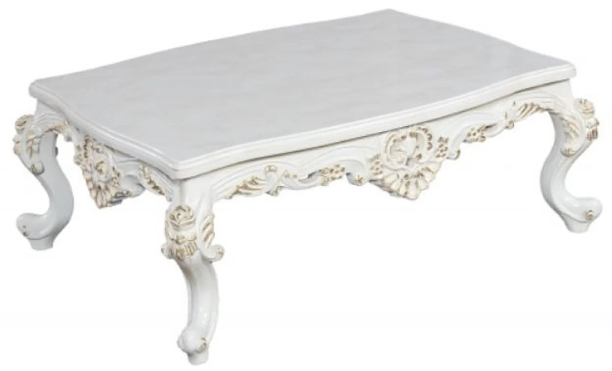Luxury baroque coffee table white / gold - magnificent solid wood living room table in baroque style - baroque living room furniture - noble & magnificent