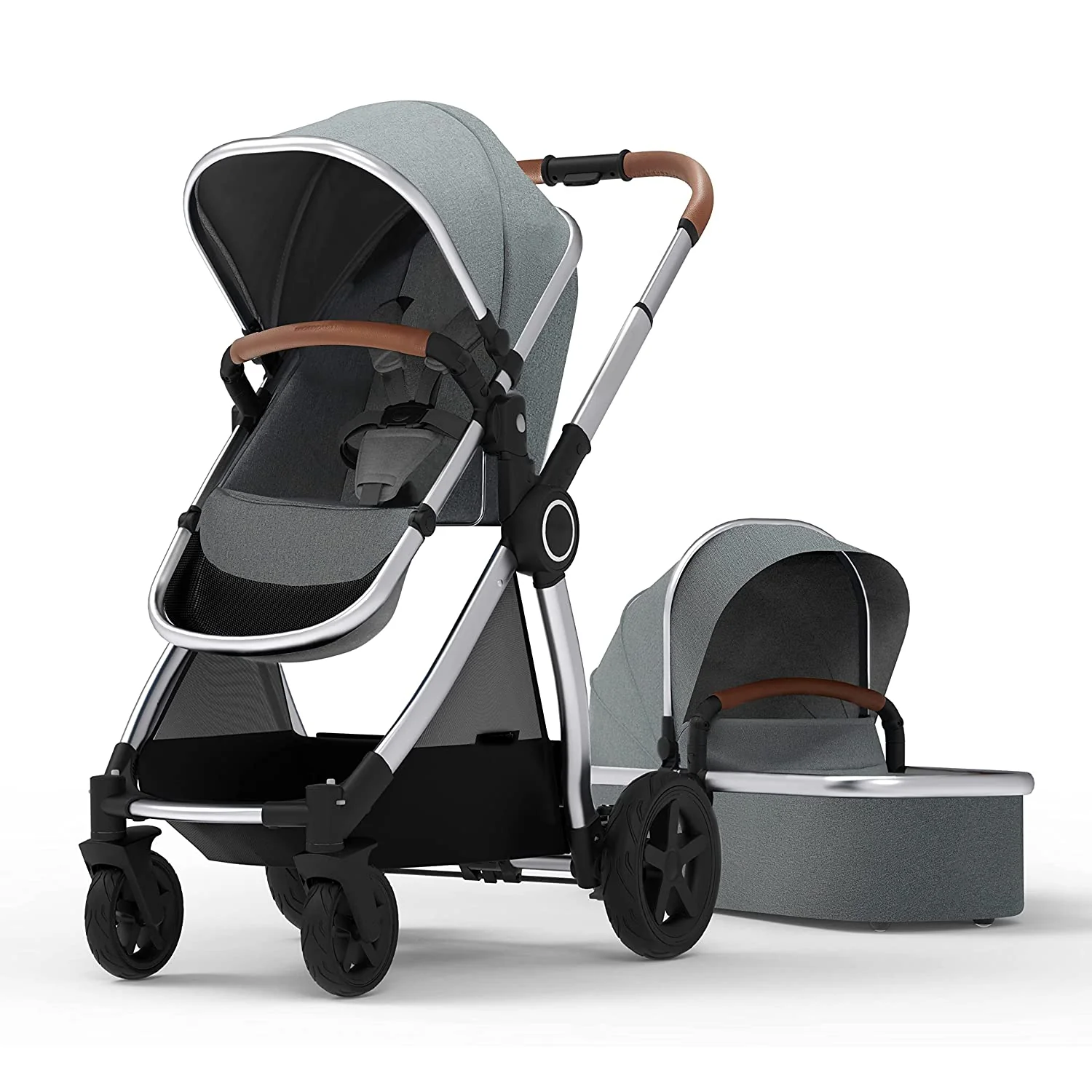 Kinderwagen mit abnehmbarem Stubenwagen – Kinderwagen in voller Größe für bequeme Ausflüge mit dem Baby – Kleinkind-Kinderwagen mit umkehrbarem Kinderwagensitz – Kinderwagen mit leichtgängigem Stubenwagen
