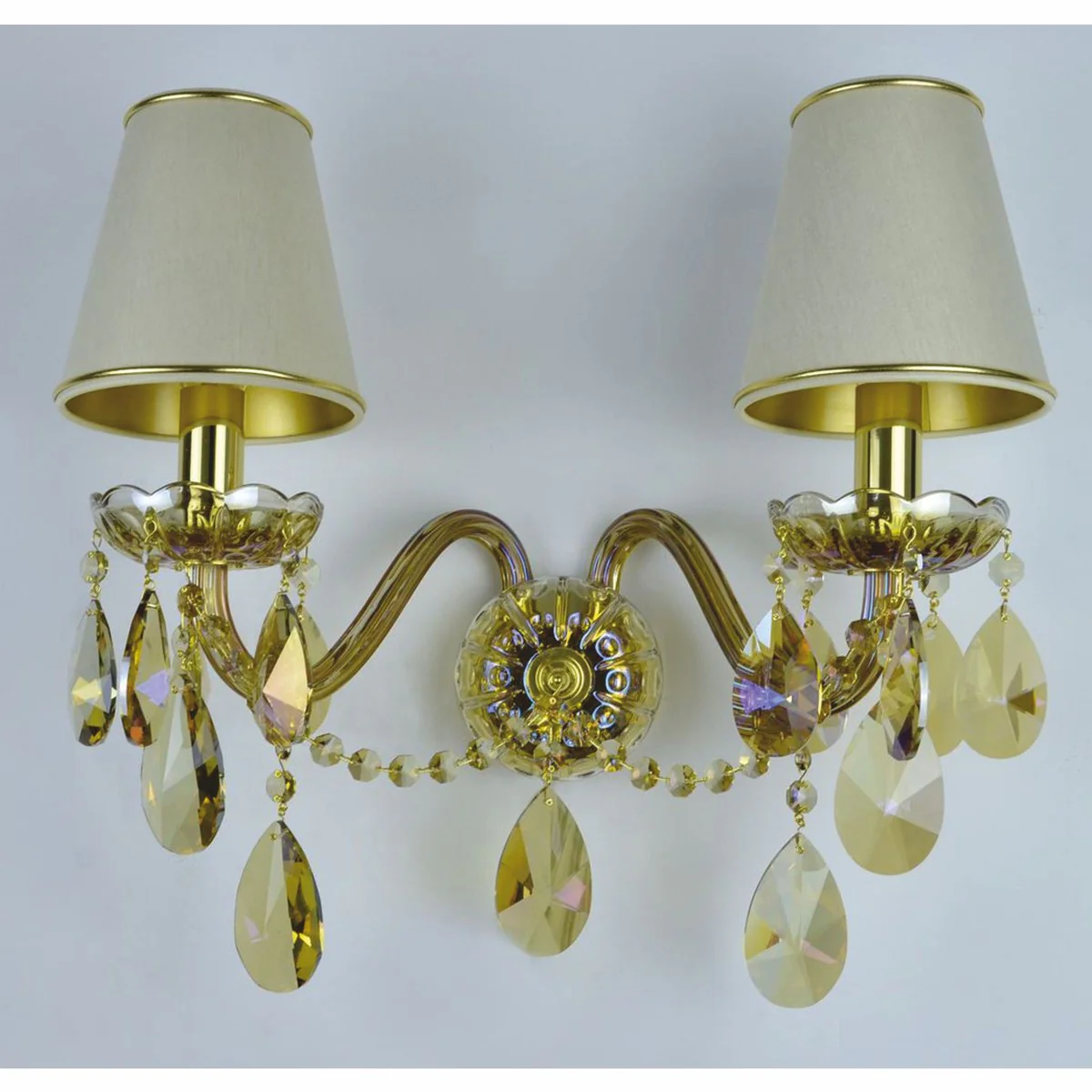 Luxury Baroque Crystal Double Wall Lamp Gold / Cream 38 x 20 x H. 25 cm - Baroque Lights