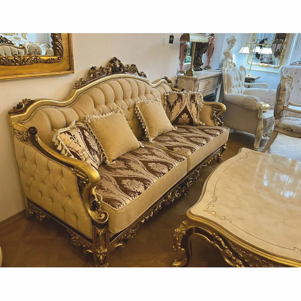 Luxury Baroque Living Room Set Beige / Brown / Gold - Baroque Style Furniture