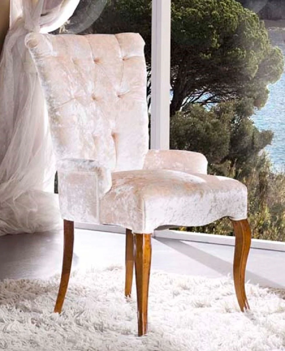 Luxury Baroque Dining Room Chair with Armrests White / Brown - Handmade Baroque Style Chair - Baroque Dining Room Furniture - Luxury Quality - Made in Italy