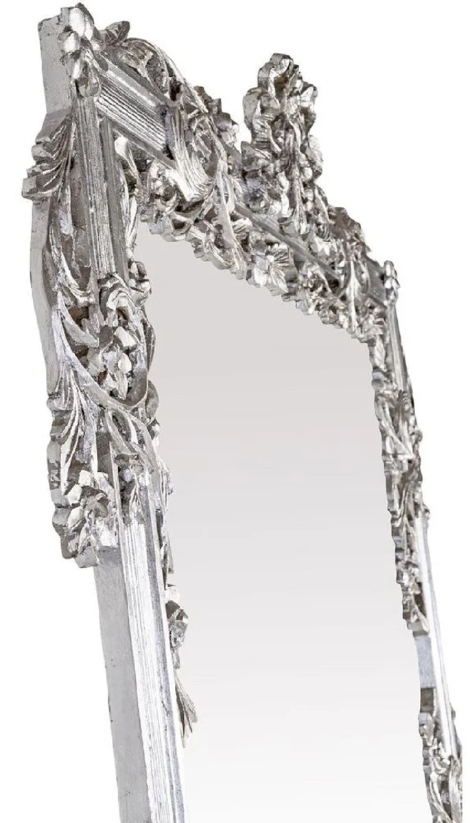 Baroque mirror silver 112 x 6 x H. 224 cm - Magnificent wall mirror with elegant decorations - Baroque wardrobe mirror - Baroque style wall mirror - Baroque furniture - Noble & magnificent