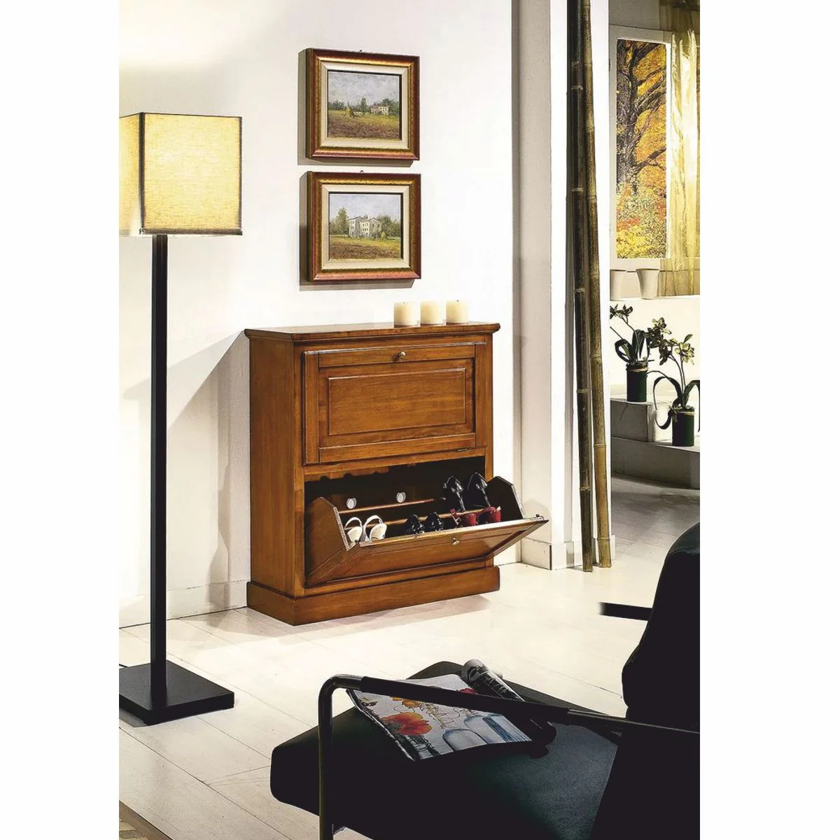 Luxury Baroque Shoe Cabinet Brown H. 93 cm - Made in Italy