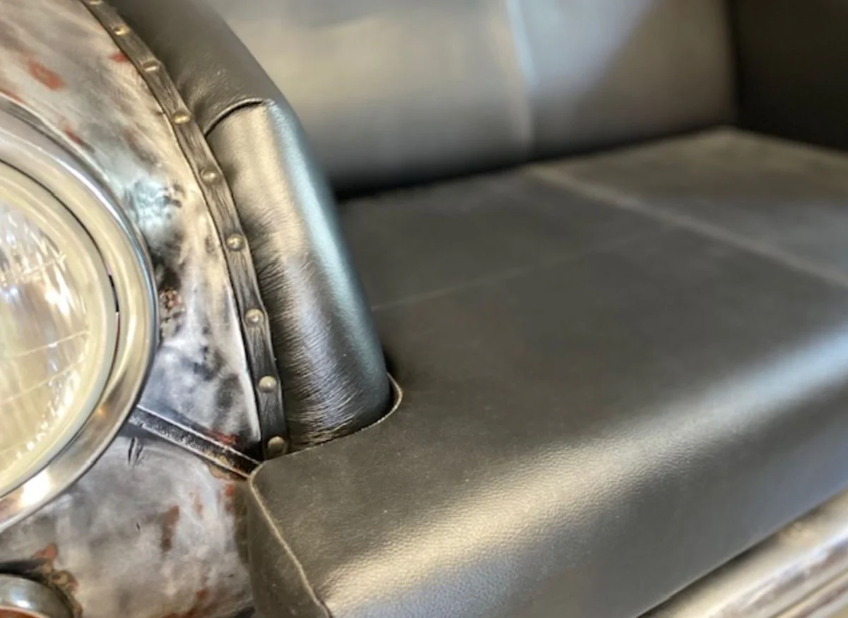 Designer car sofa black / gray / silver 158 x 83 x H. 70 cm - living room sofa in car design - living room car furniture