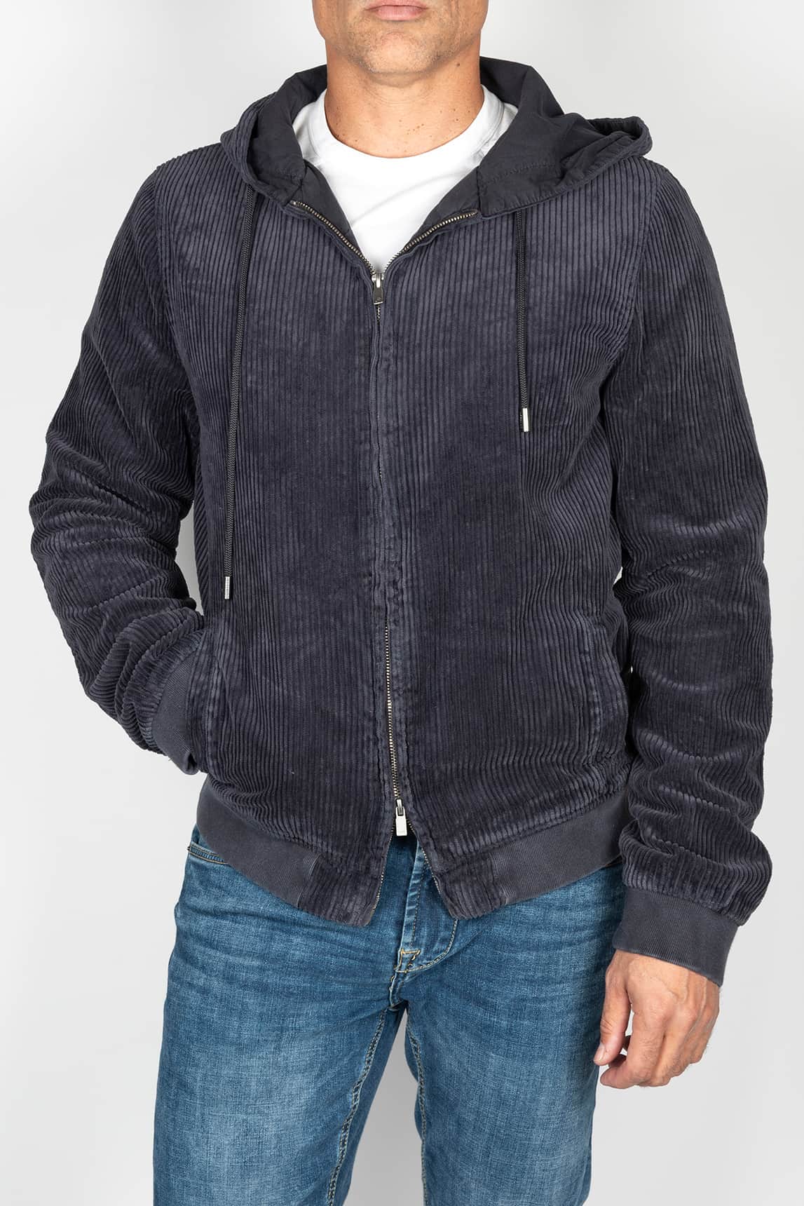 Rivera-Spain Keeling Cord-Sweatshirt mit grauer Kapuze