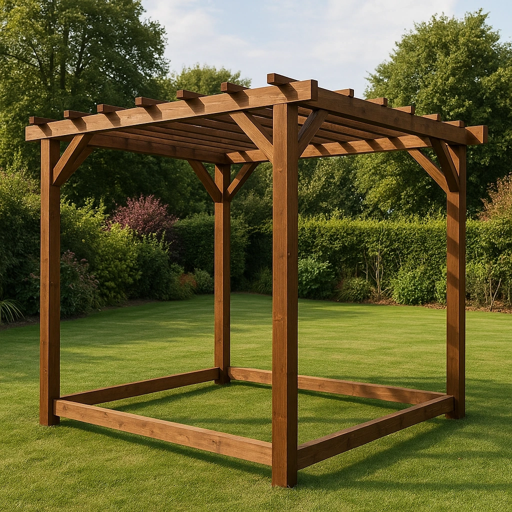 Braune Gartenpergola aus Holz für den Außenbereich, 300 x 300 x 290 cm - DanJGxo434bl