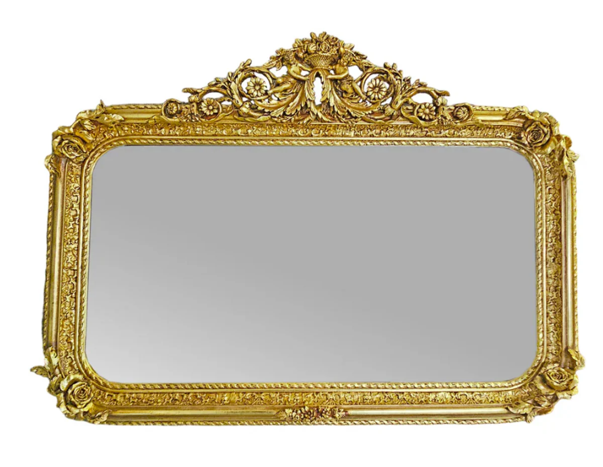 Baroque mirror antique gold 160 x H. 85 cm - wall mirror furniture