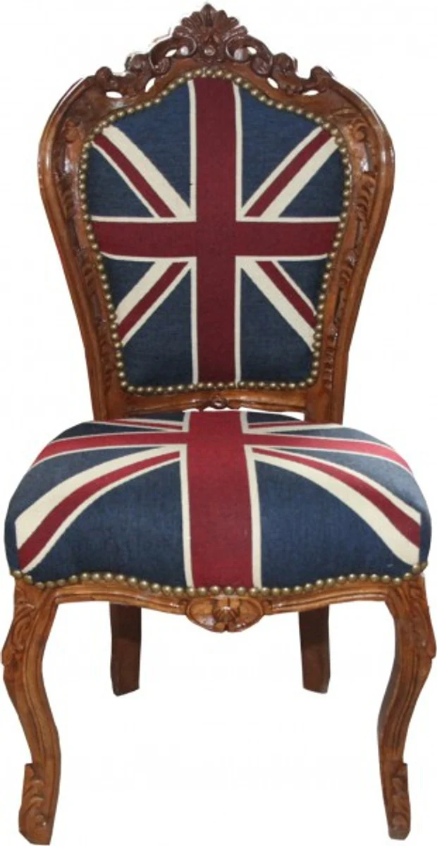 Baroque Dining Room Chair Union Jack / Brown - Furniture Antique Style