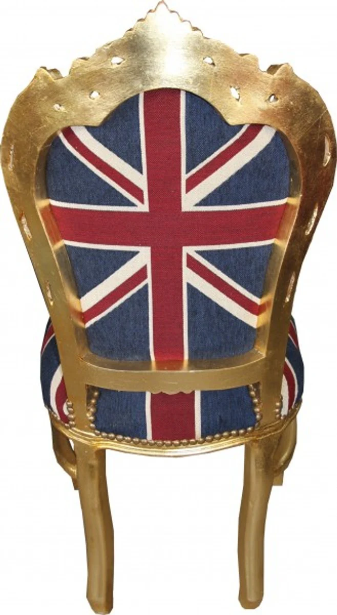 Baroque Dining Chair Union Jack / Gold - Furniture Antique Style