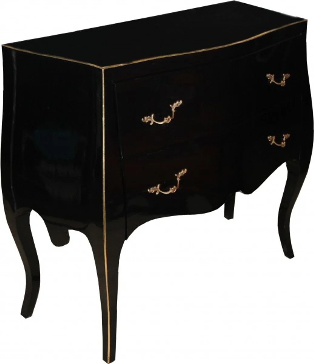 Baroque luxury chest of drawers black gold W 85 cm, H 78 cm, D 37 cm - Baroque furniture